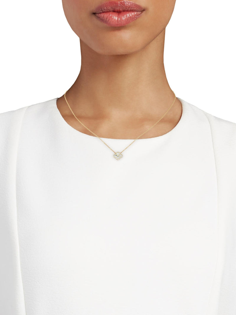 Studded Clover Moissanite Necklace