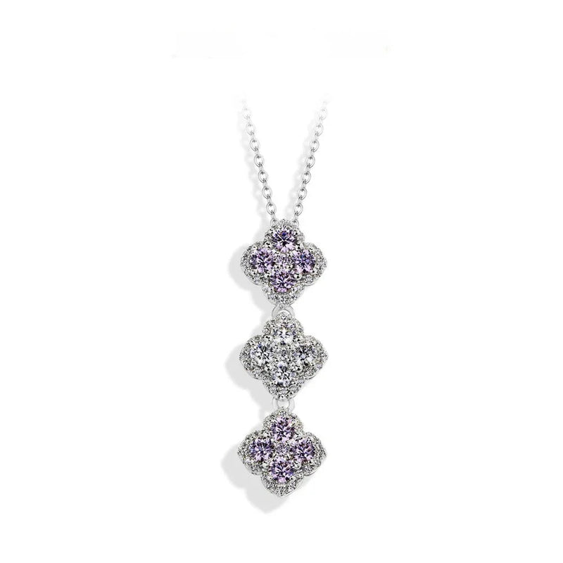 Moissanite Stacked Clover Necklace