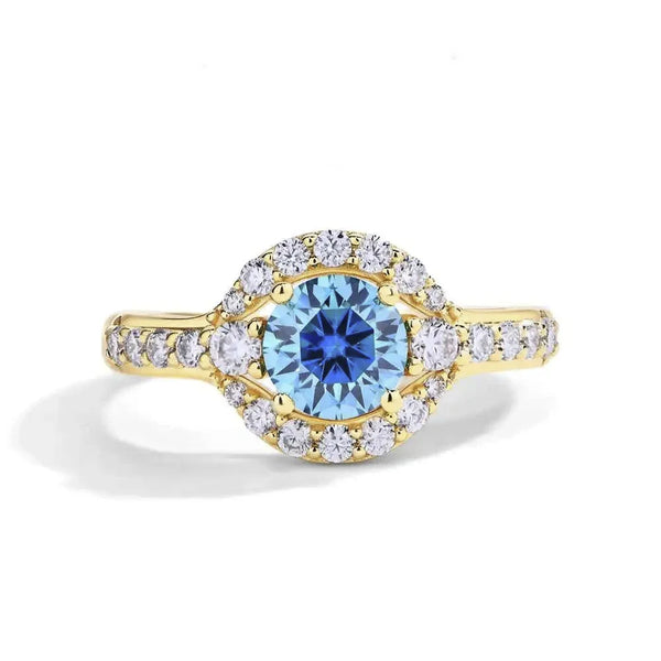 Evil Eye Blue Moissanite Ring
