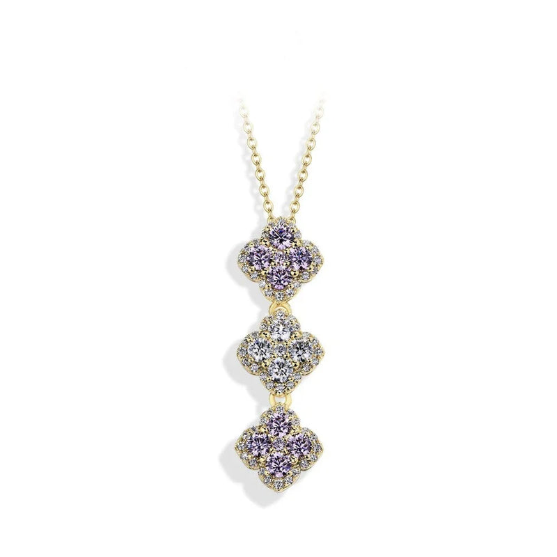 Moissanite Stacked Clover Necklace
