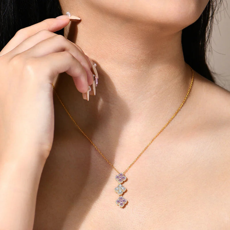 Moissanite Stacked Clover Necklace