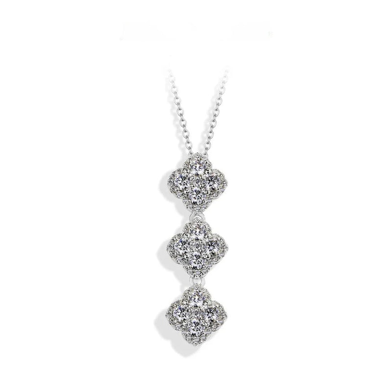 Moissanite Stacked Clover Necklace