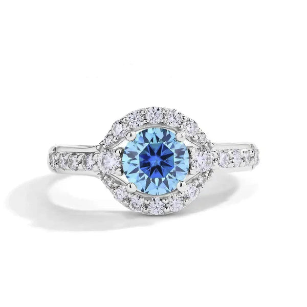 Evil Eye Blue Moissanite Ring