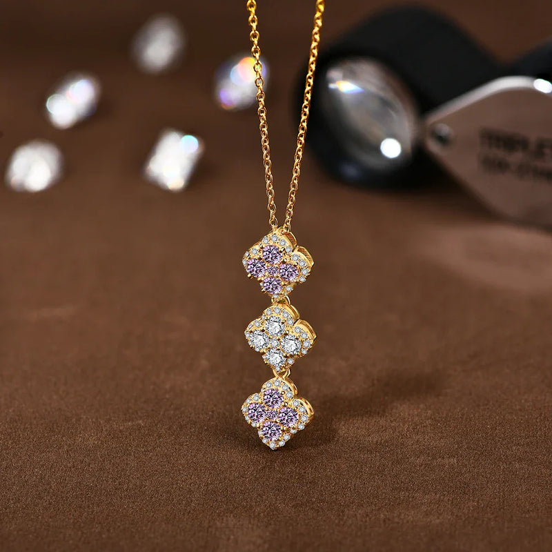 Moissanite Stacked Clover Necklace