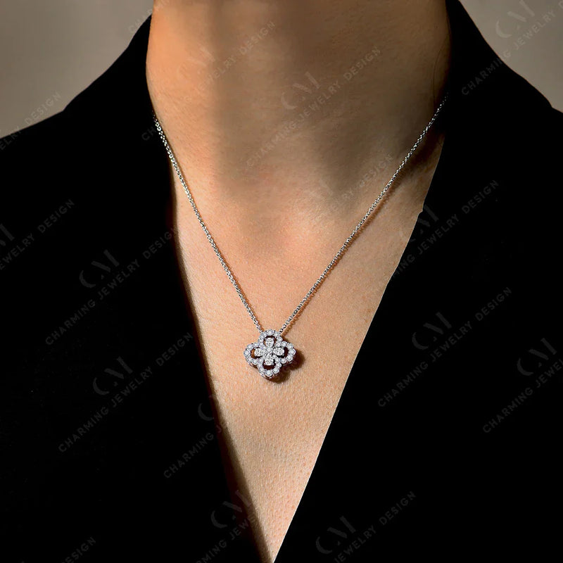 Studded Double Flower Pendant