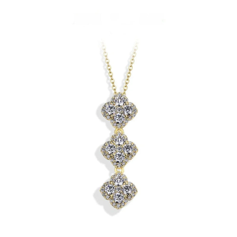 Moissanite Stacked Clover Necklace