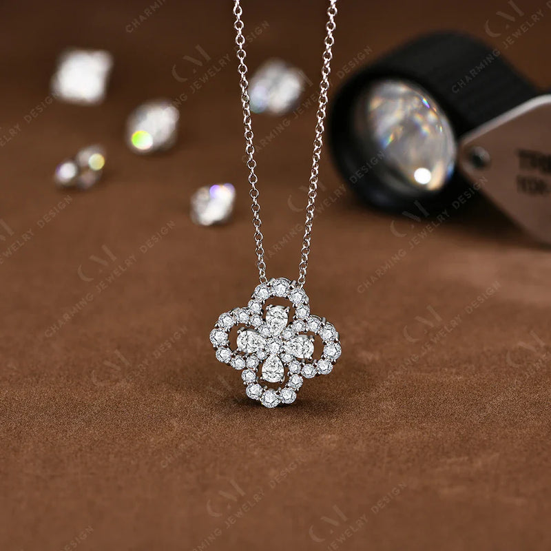 Studded Double Flower Pendant