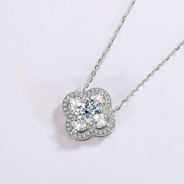 Studded Clover Moissanite Necklace