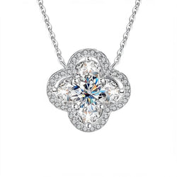 Studded Clover Moissanite Necklace
