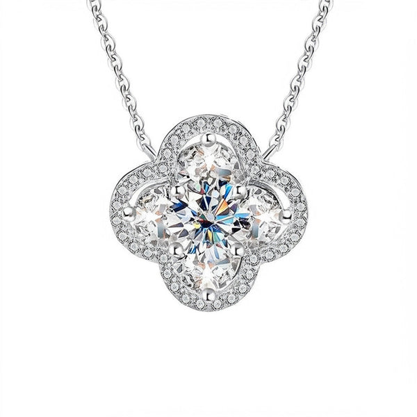 Studded Clover Moissanite Necklace