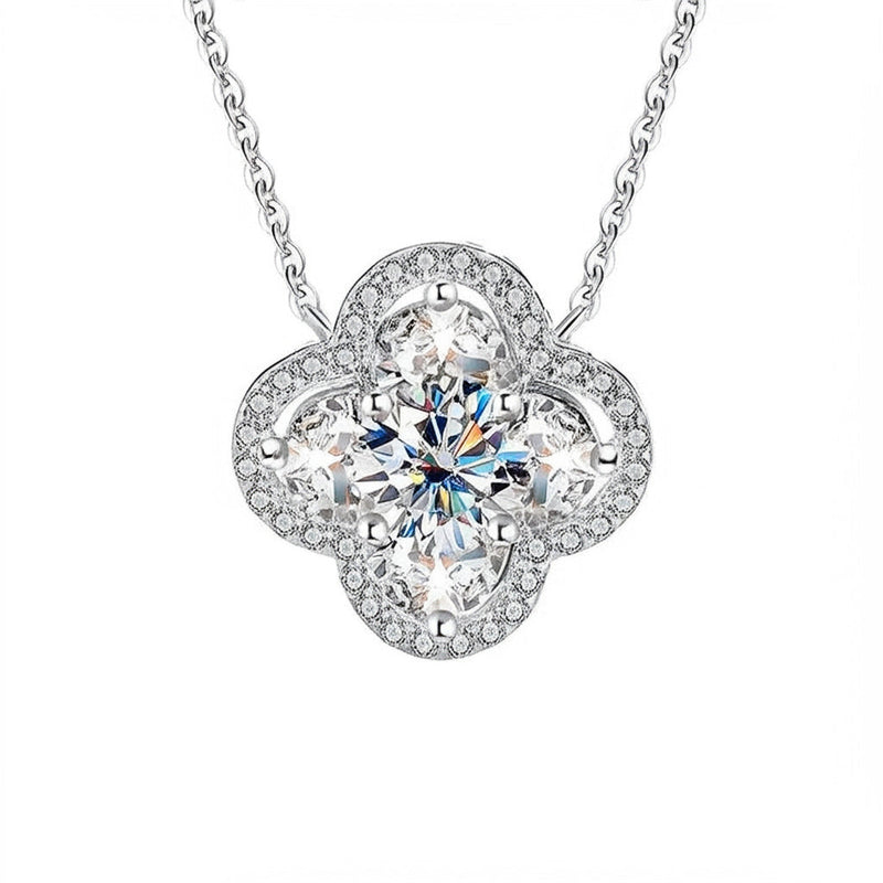 Studded Clover Moissanite Necklace