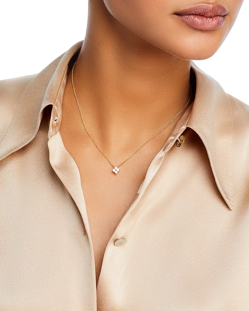 Studded Moissanite Flower Necklace